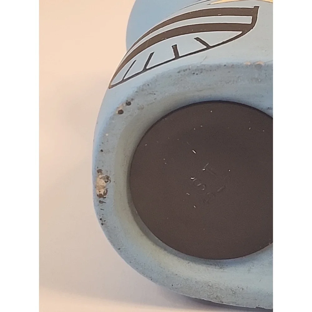 Vintage Ceramic Blue Kitty Cat Money Bank 5.25